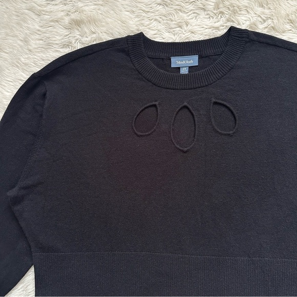 ModCloth Top Slice Of Life Sweater Cutouts Knit Long Sleeve Black Sz 2X NWT New - Picture 5 of 12
